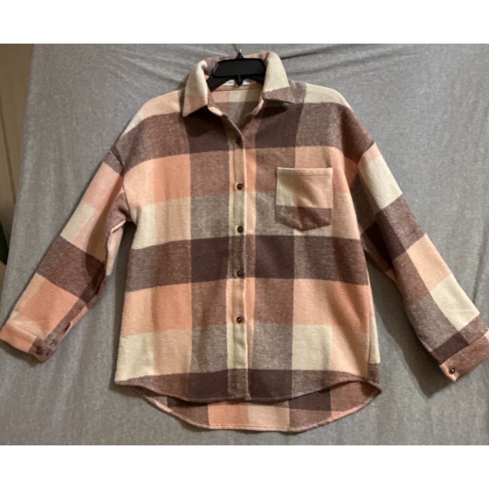 Pink flannel‎ shirt jacket size S Shacket